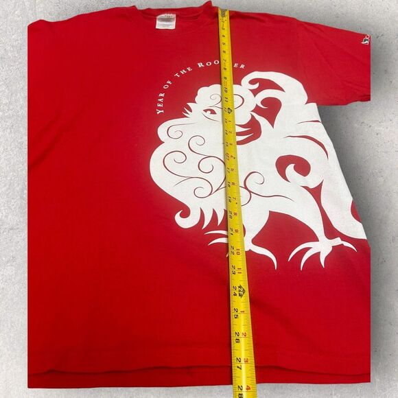 Year of the Rooster Wrap‎ Around T-Shirt Red White Size Large - Picture 5 of 7